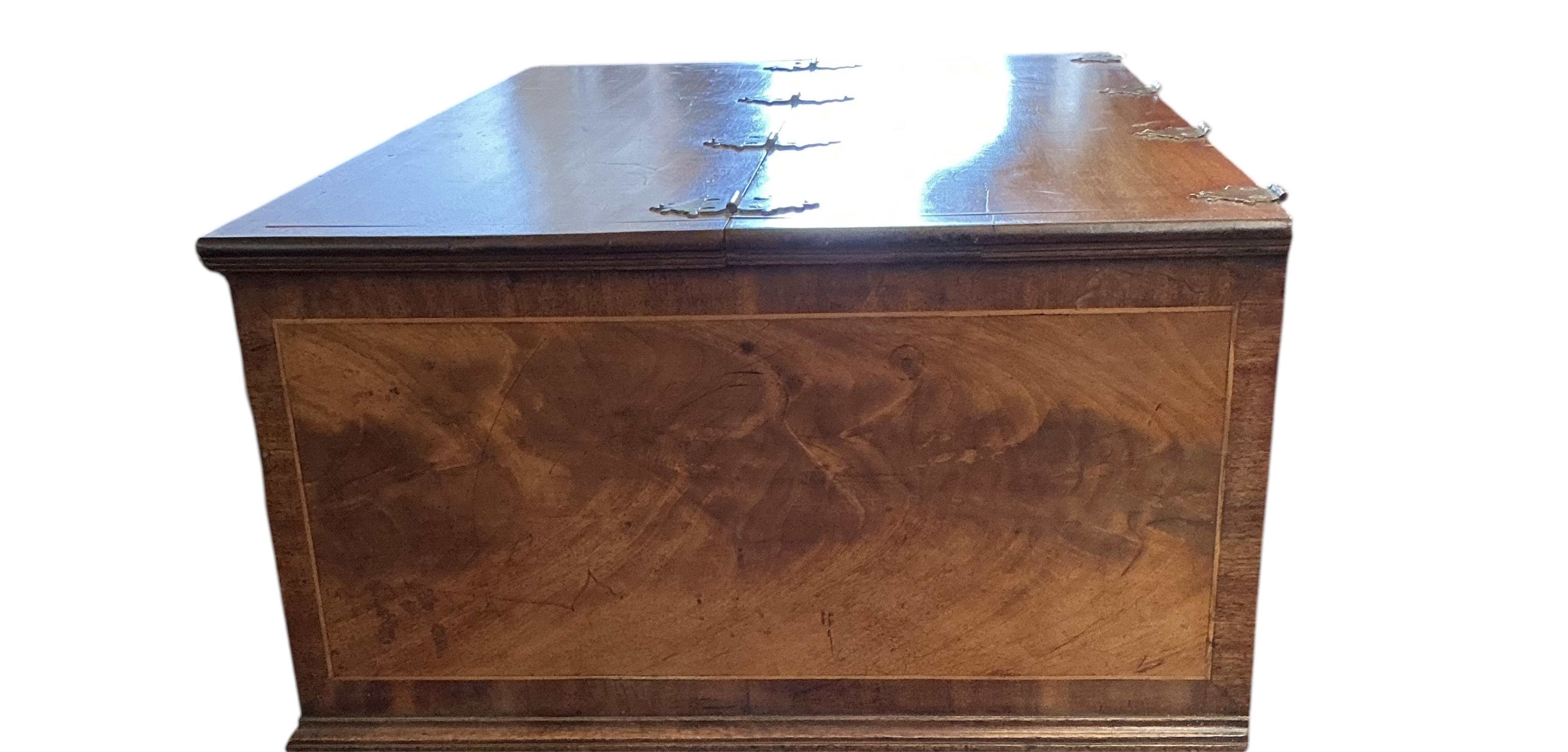 A 19th century brass mounted rectangular mahogany box, width 95cm, depth 61cm, height 32cm